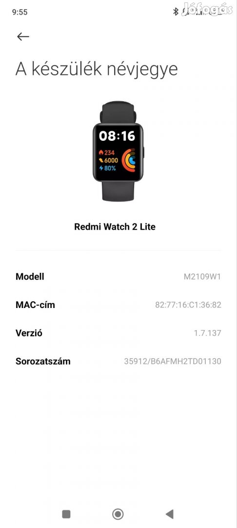 Xiaomi redmi watch 2 fekete színben 