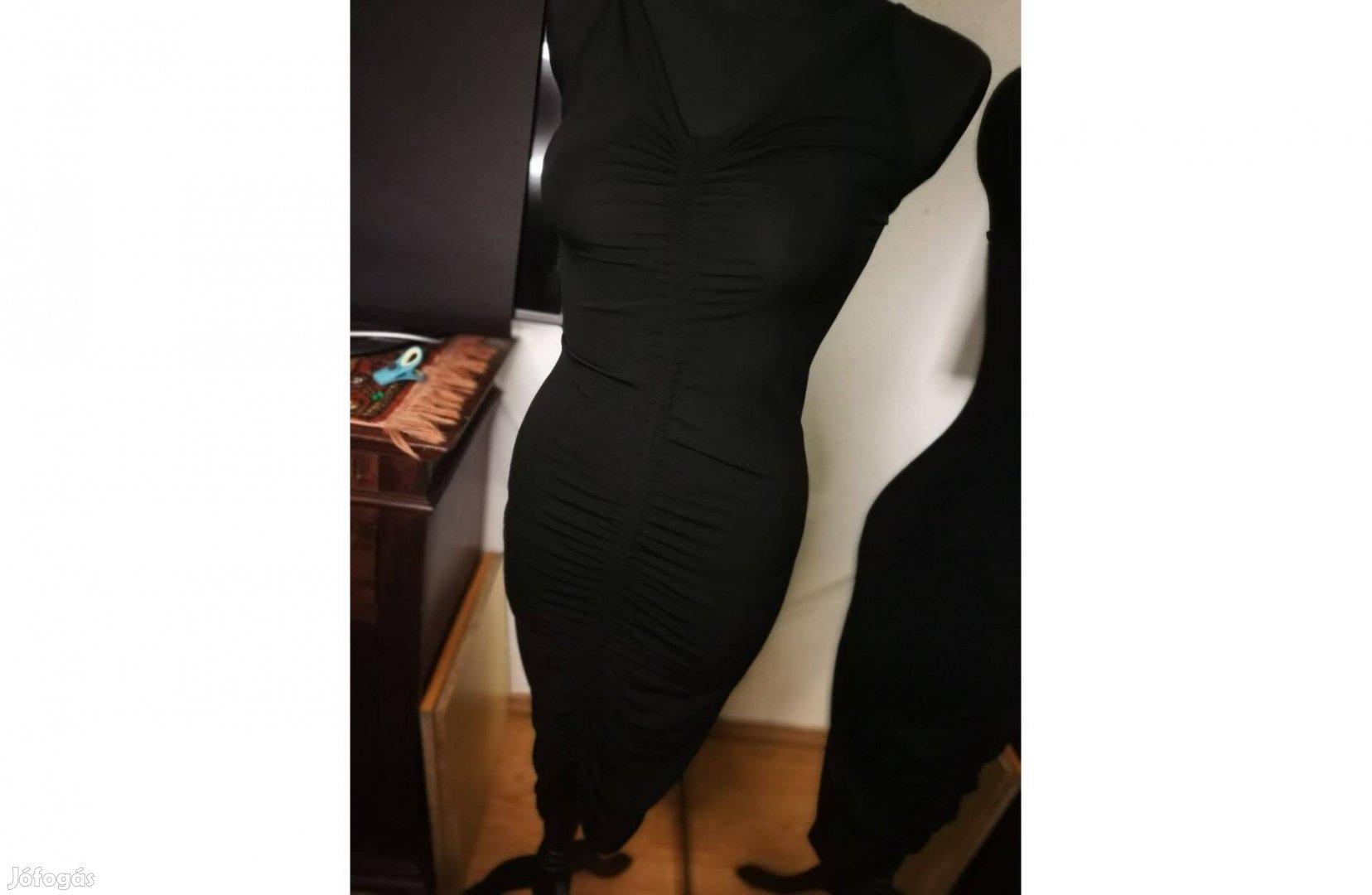 Xs H&M alkalmi hosszú fekete ruha-elasztikus-Új