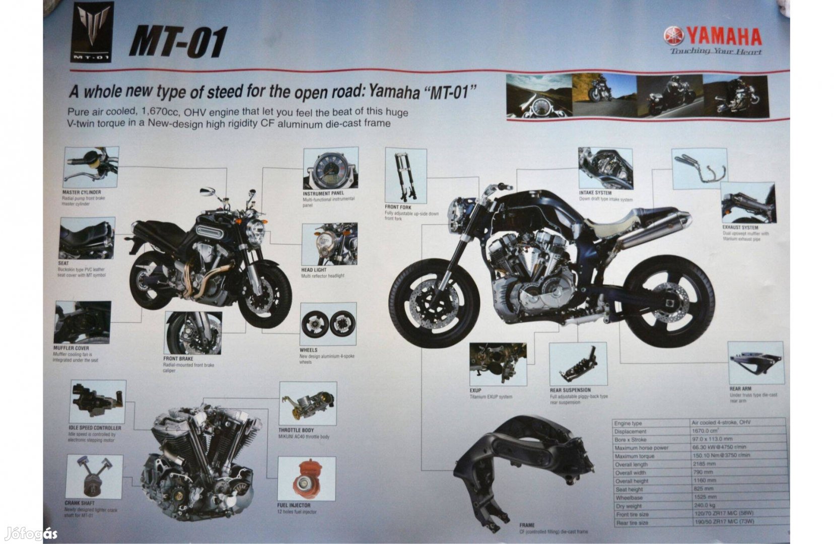 Yamaha MT-01 motorkerékpár poszter eredeti gyári reklámanyag 59x84 cm