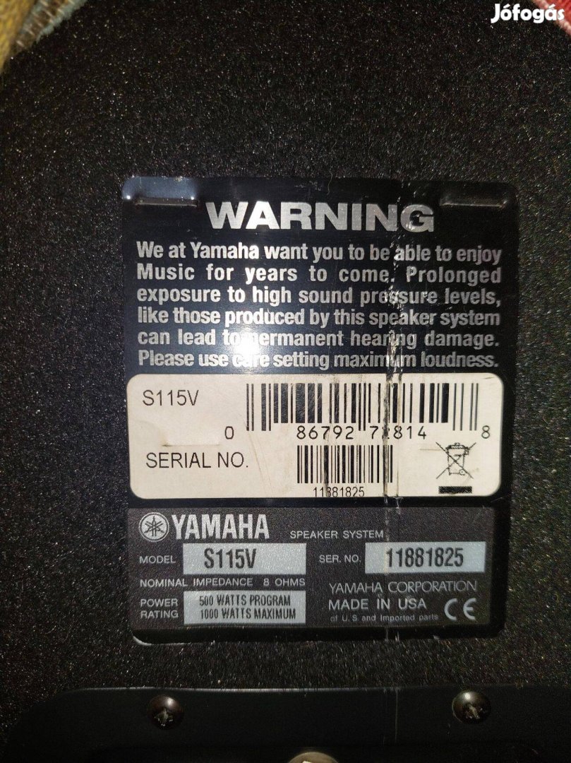 Yamaha S115V Club V sorozat passzív hangfalpár eladó