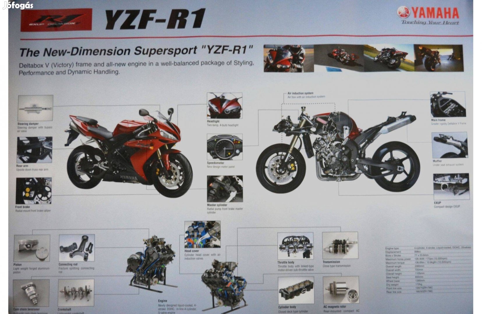 Yamaha Yzf R1 motorkerékpár poszter eredeti gyári reklám 59x84