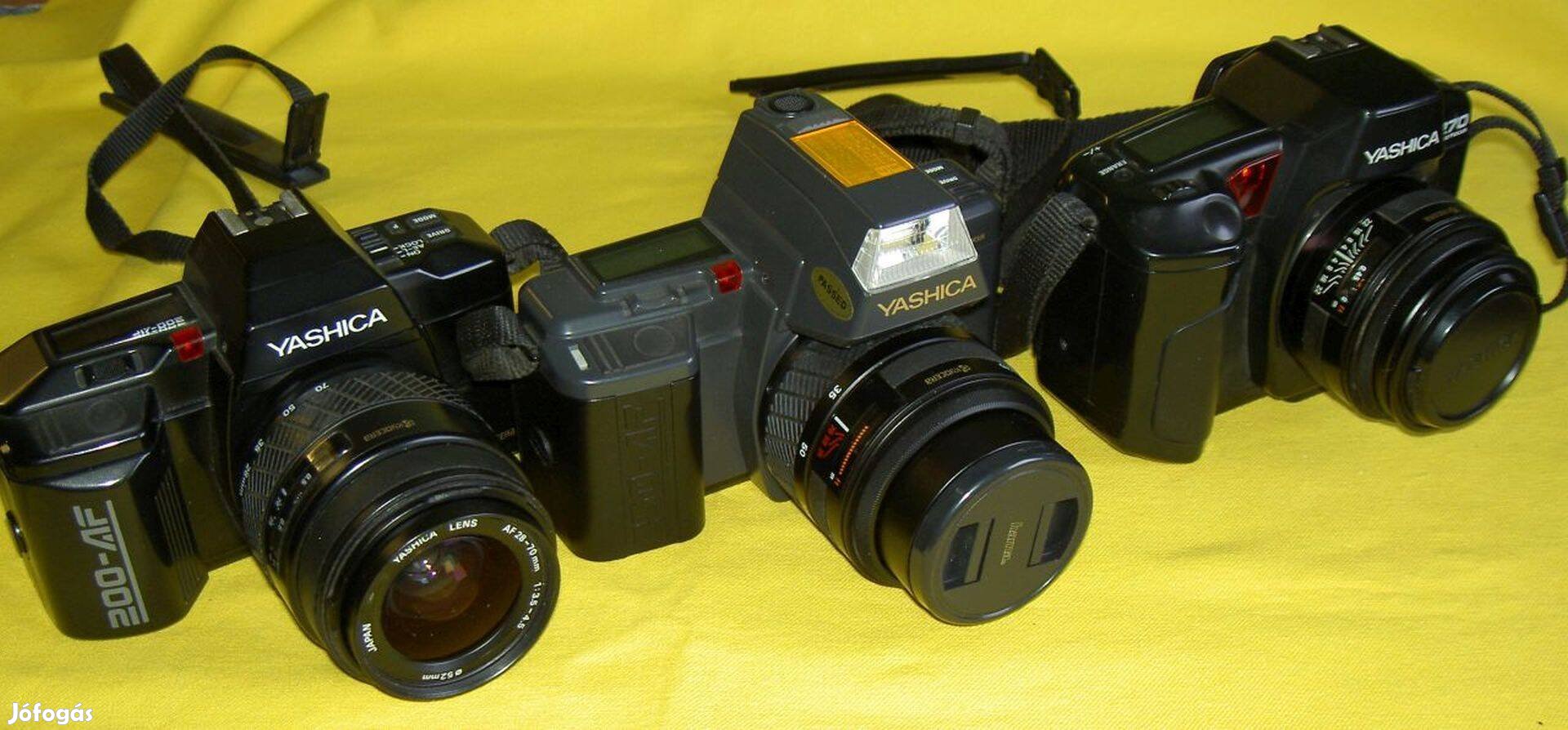 Yashica 200 AF, 230AF, 270AF +objektívek 7 db+2 vaku