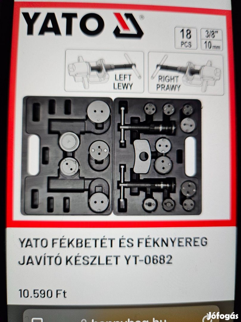 Yato fékbetét es féknyereg javitó készlet Yt-0682