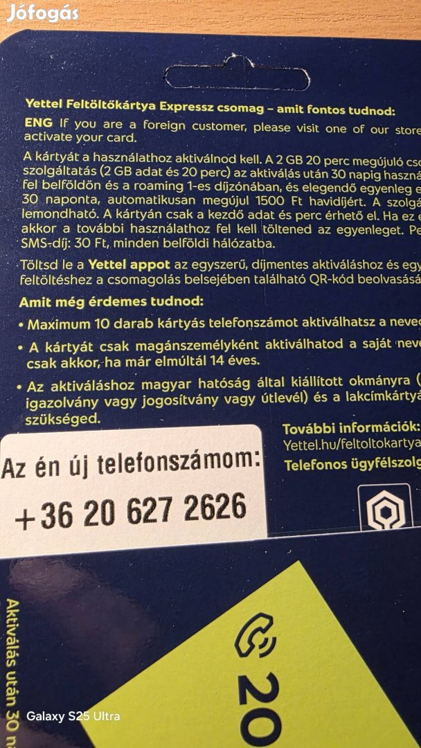 Yettel könyű telefonszám 627.26.26.