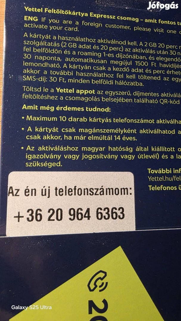 Yettel könyű telefonszám 964.63.63.
