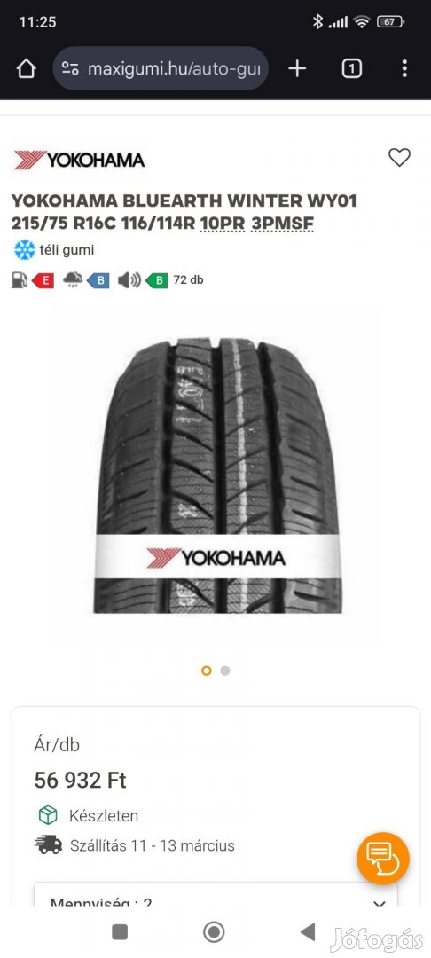 Yokohama WY01 215/75 R16C gumiabroncs 