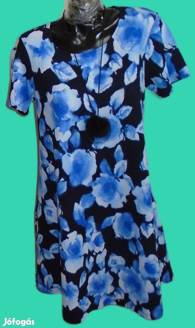 Yours moletti kék-fehér-fekete virág motívumos ruha címkés! XL