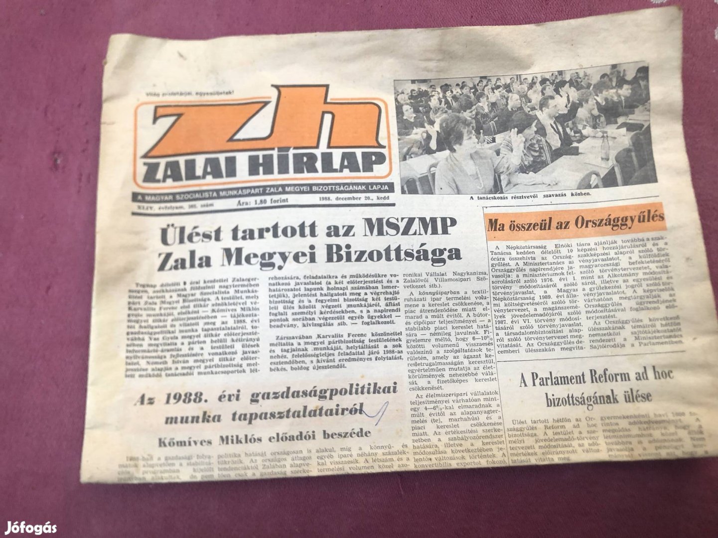 Zalai Hírlap 1988.12.20, száma 1000 Ft