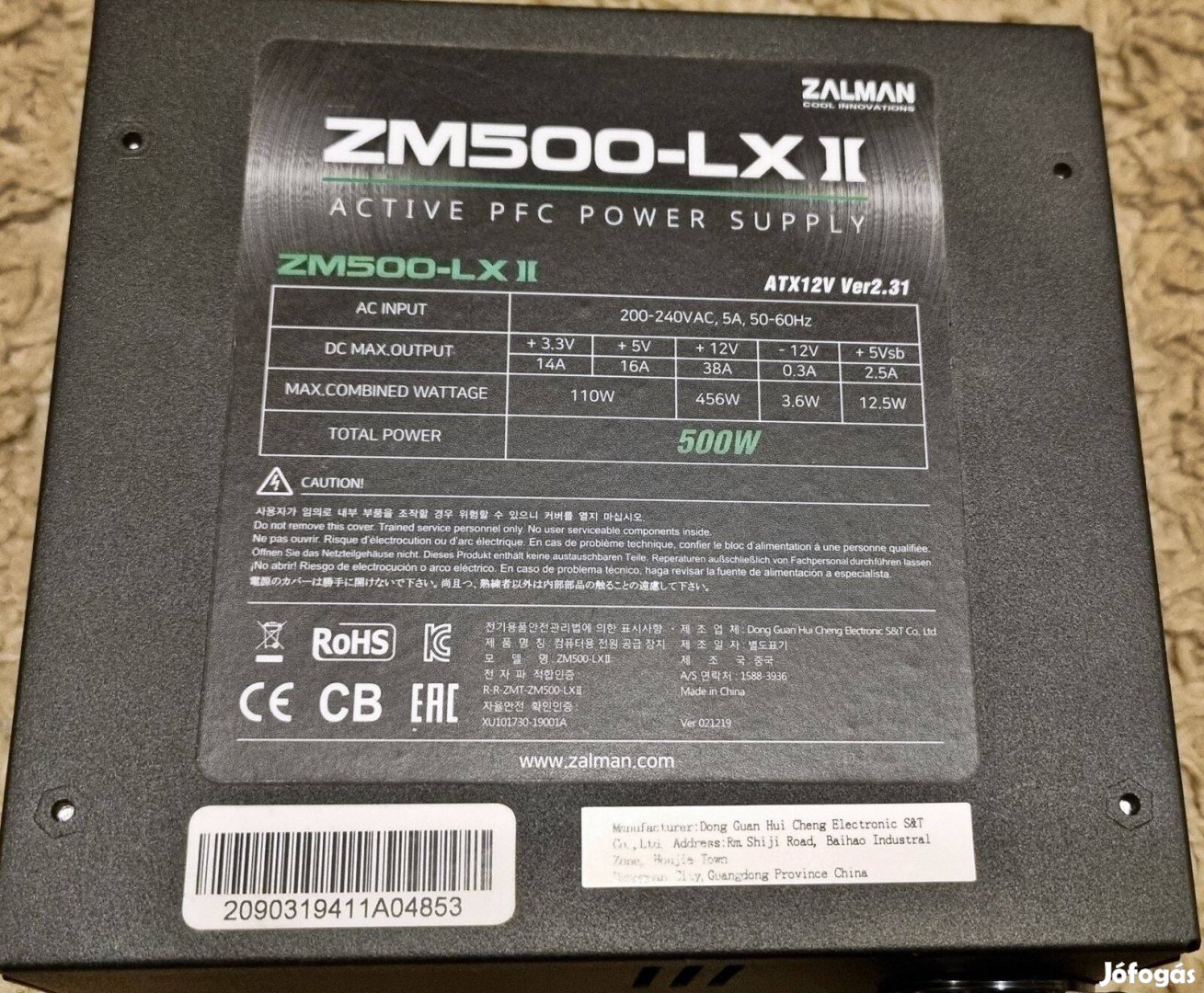 Zalman 500w tápegység