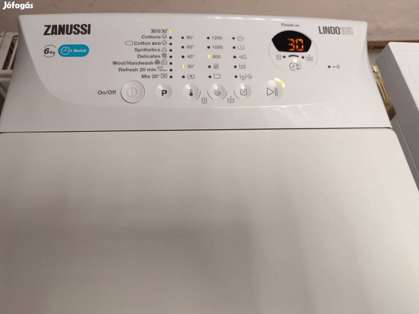 Zanussi 6 kg-os felültöltős mosógép