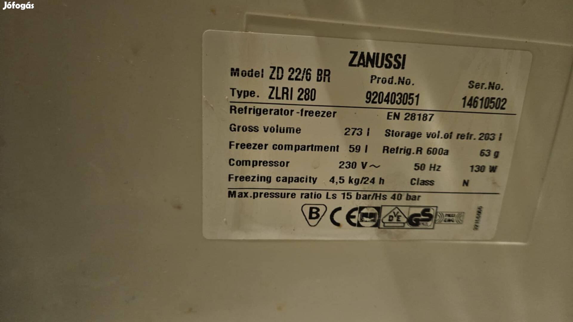 Zanussi huto elado