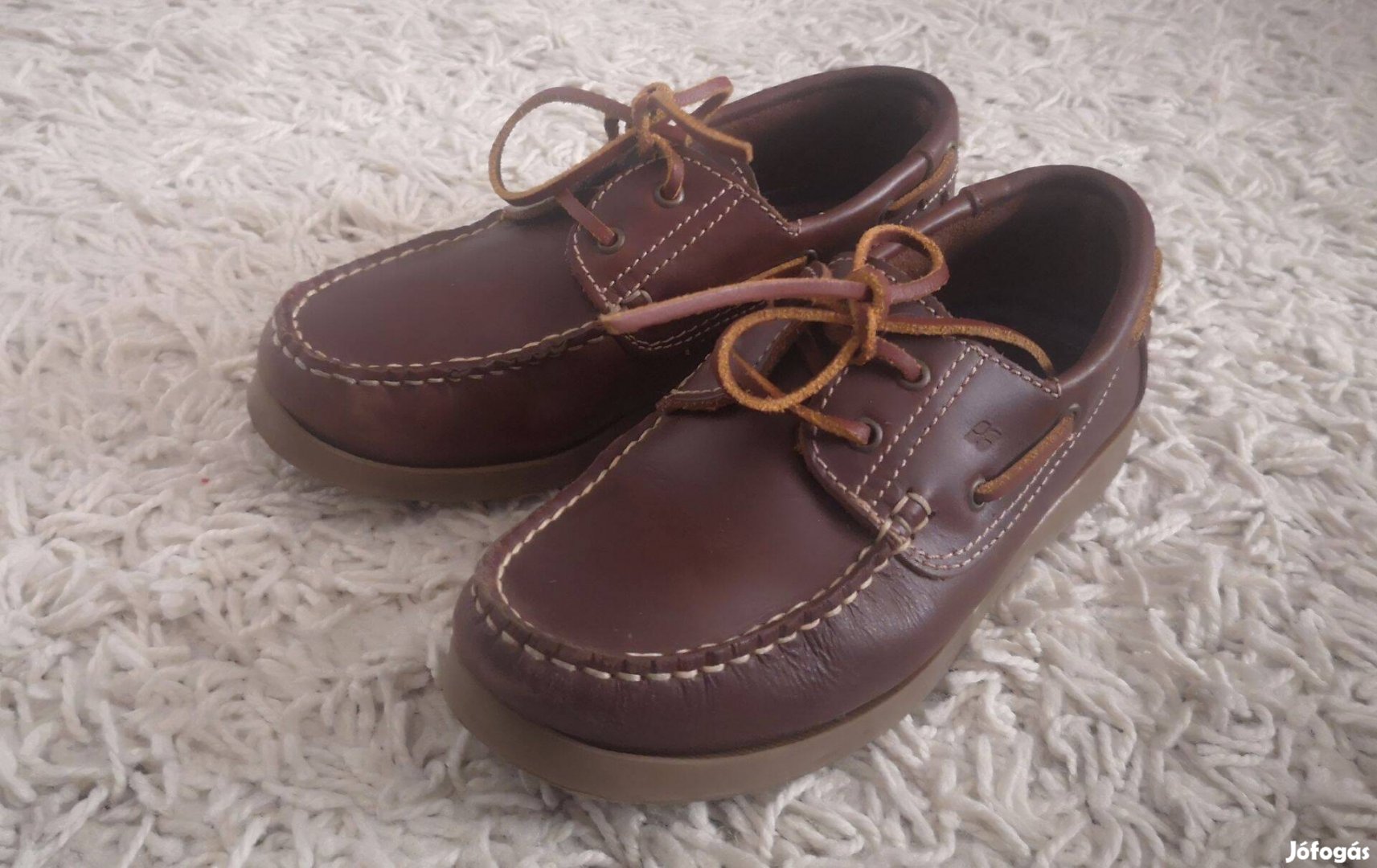 Zara Boys barna bőr boat shoes, deck shoes, vitorlás kiscipő 33-as