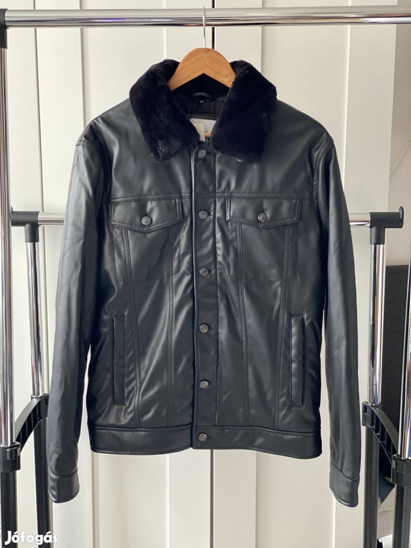 Zara Man trucker leather jacket