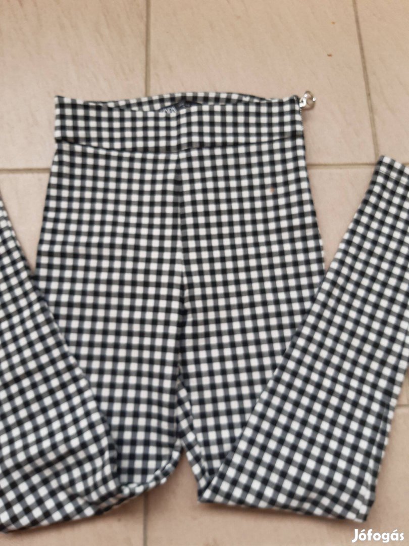Zara S-es kockás csőszárú női pamut nadrág