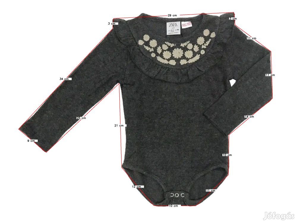 Zara Új (címkés) Lány Hosszú ujjú body (Méret: 98)