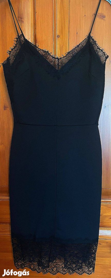 Zara W&B Coll. luxus spagettipántos fekete csipkés ruha új! S
