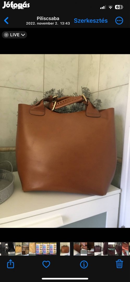 Zara camel bőr / bivalybőr shopper táska. újszerű