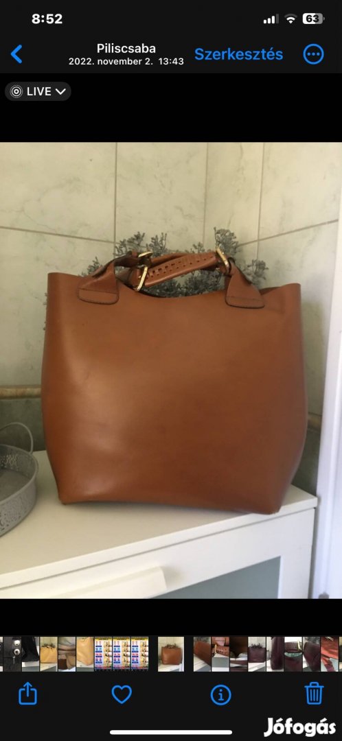 Zara camel bőr / bivalybőr shopper táska újszerű