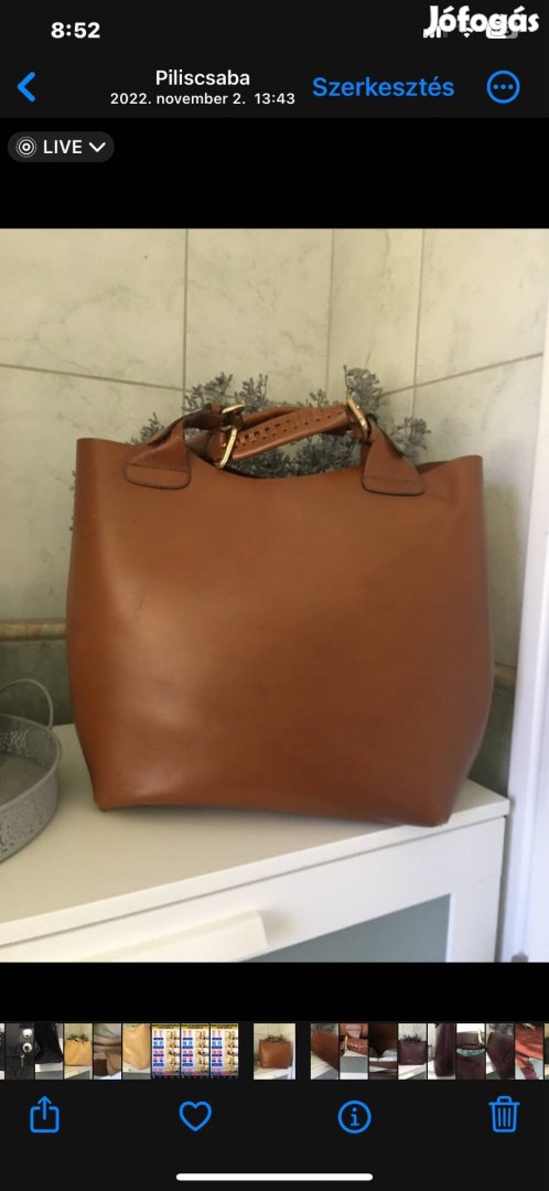 Zara camel bőr bivalybőr shopper táska üjszerű