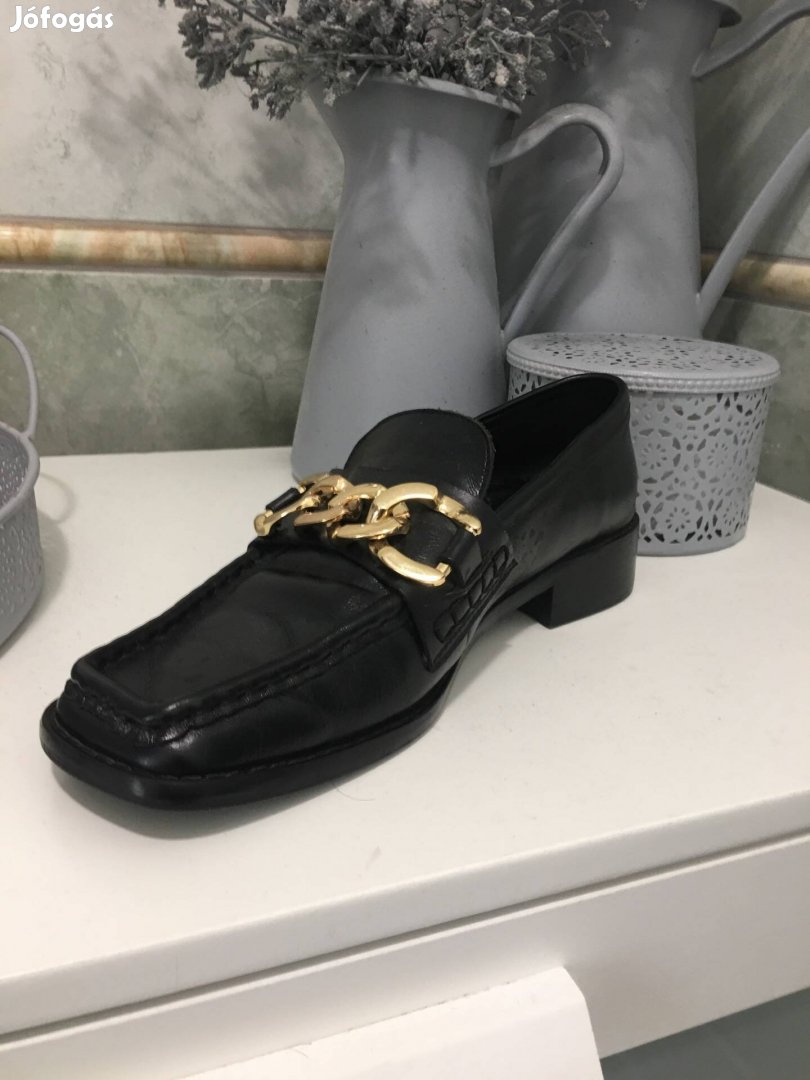 Zara fekete bőr loafer cipő 38-as 38 újszerű