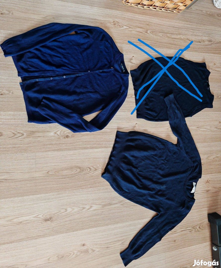 Zara finomkötött kék pulcsi kardigán 2 db szett