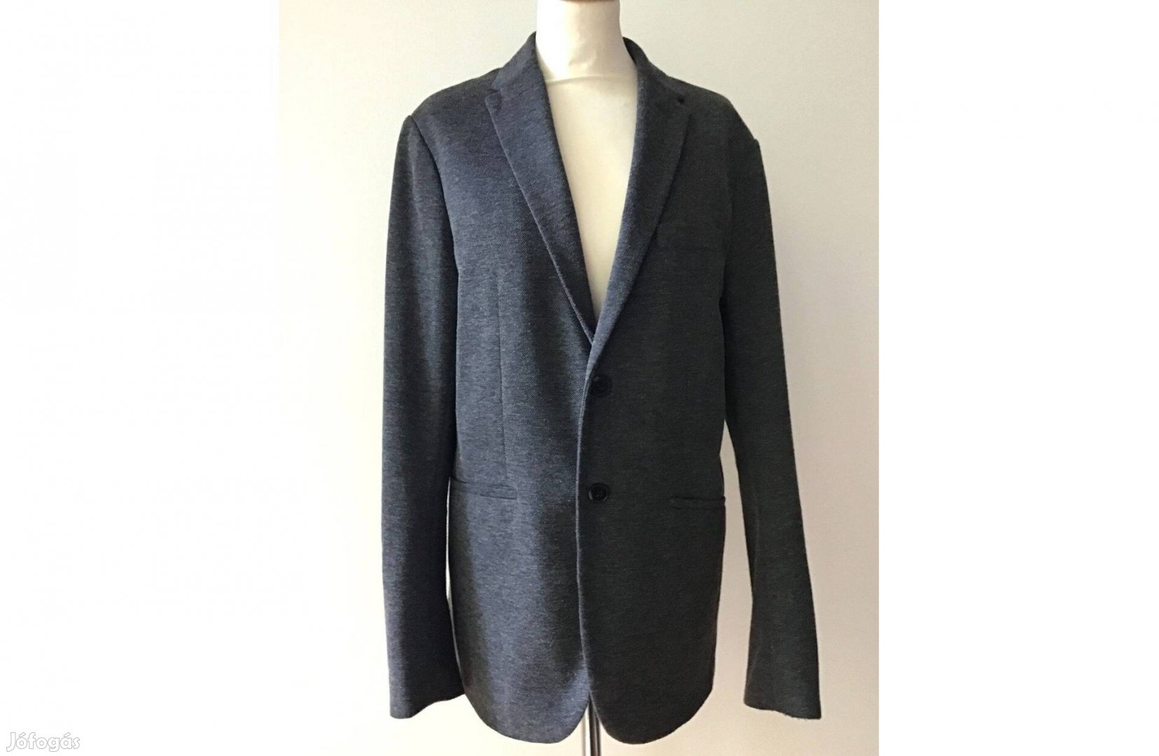 Zara középszürke, kötött anyagú, béleletlen zakó, Slim Fit L-es