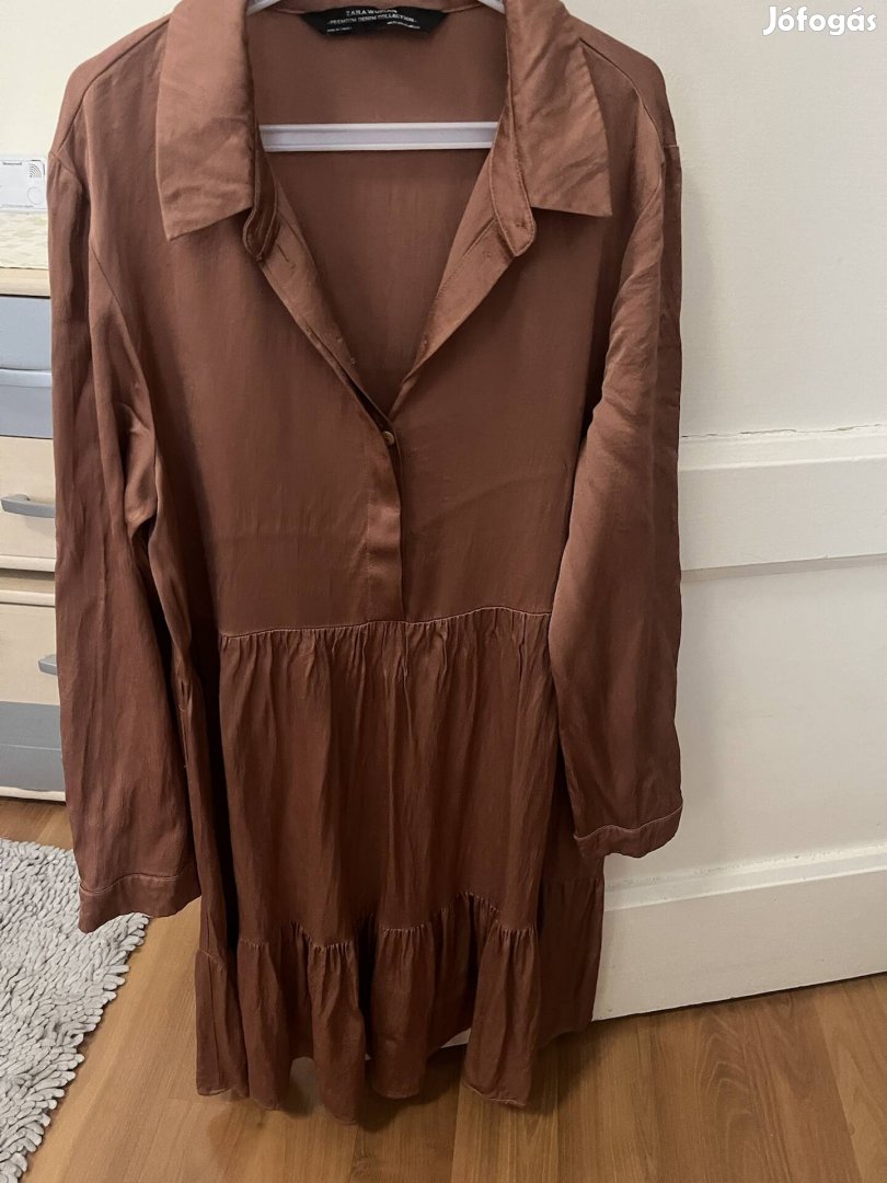 Zara női ingruha barna szatén S