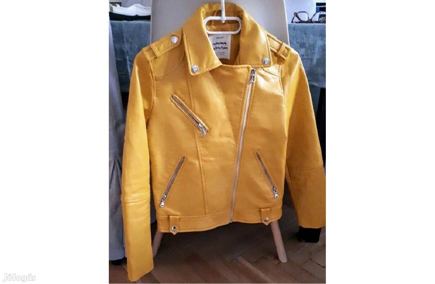 Zara sárga lány műbőr dzseki 152-es méret, 11-12 éveseknek