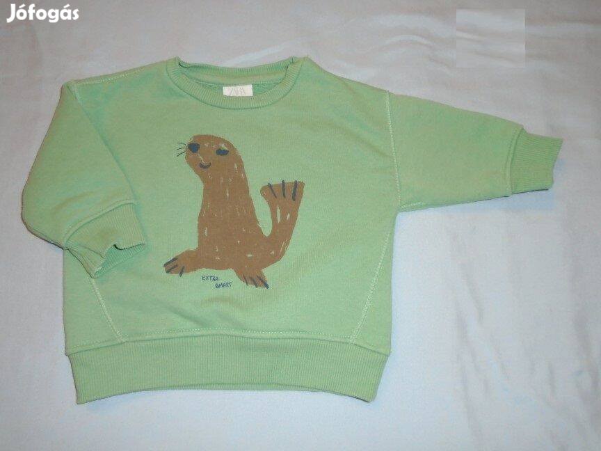 Zara zöld és állat mintás pulóver 3-6 hó (méret 68)