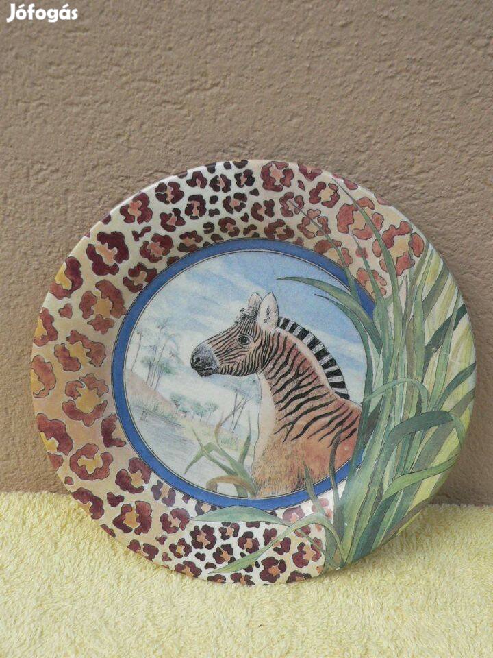 Zebra, zebrás porcelán tányér