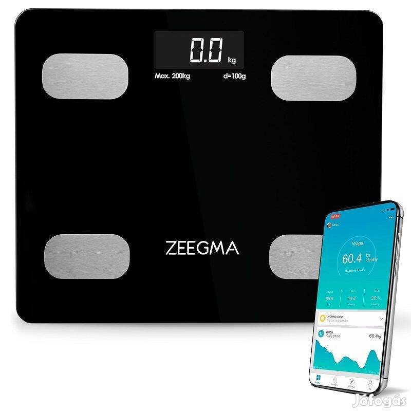 Zeegma Gewit okos digitális személymérleg, bluetooth, 200kg - fekete
