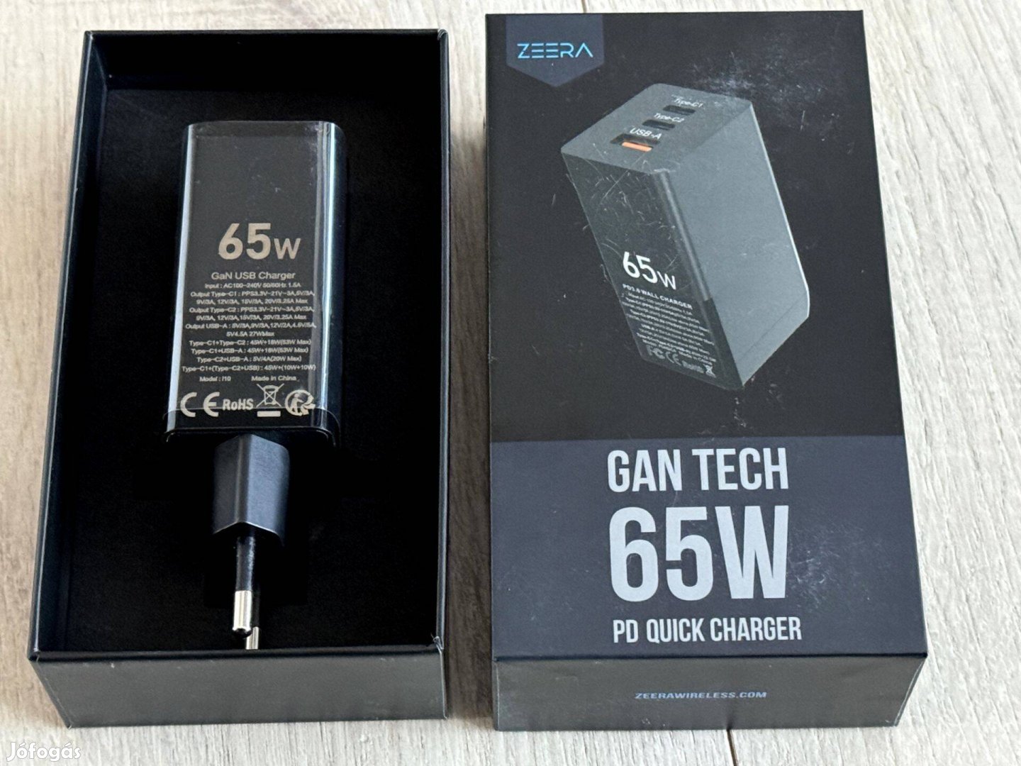 Zeera 65 W gyorstöltő PD GaN fali töltő Type C USB mobiltelefon Apple
