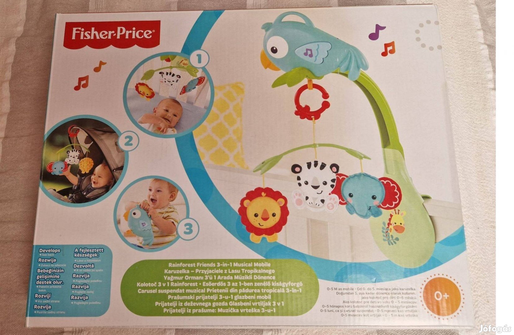 Zenélő Fisher Price Esőerdős 3 az 1-ben kiságyforgó