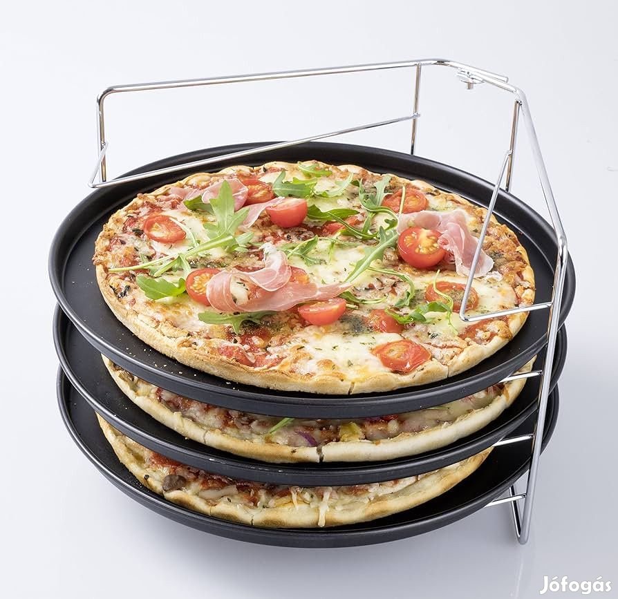 Zenker Pizza Pan Set - 3 szintes 29 cm pizzasütő serpenyő készlet, pi