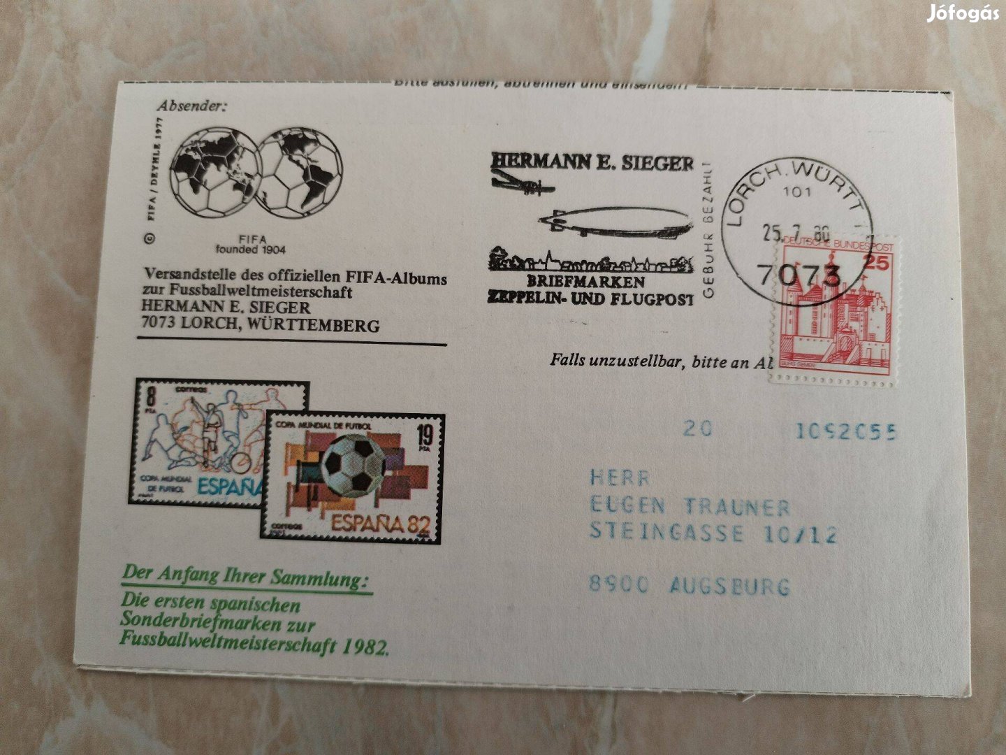 Zeppelin alkalmi bélyegzéssel 1982-es Spanyol Futball VB