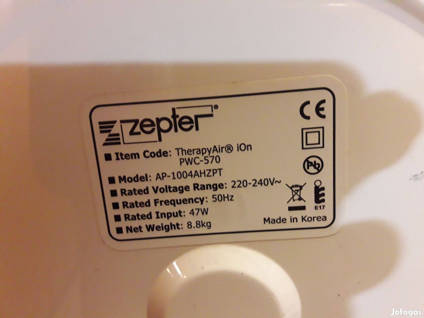 Zepter légtisztito térápi jon elado