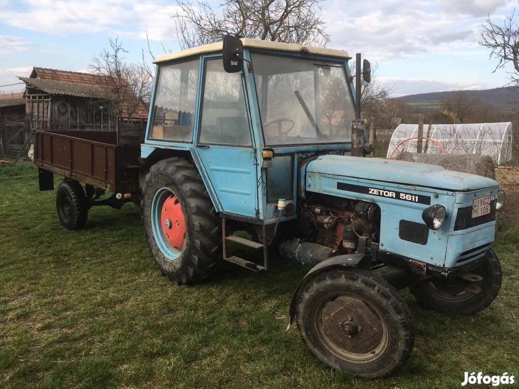 Zetor 5611, pótkocsi, eke, henger, borona eladó