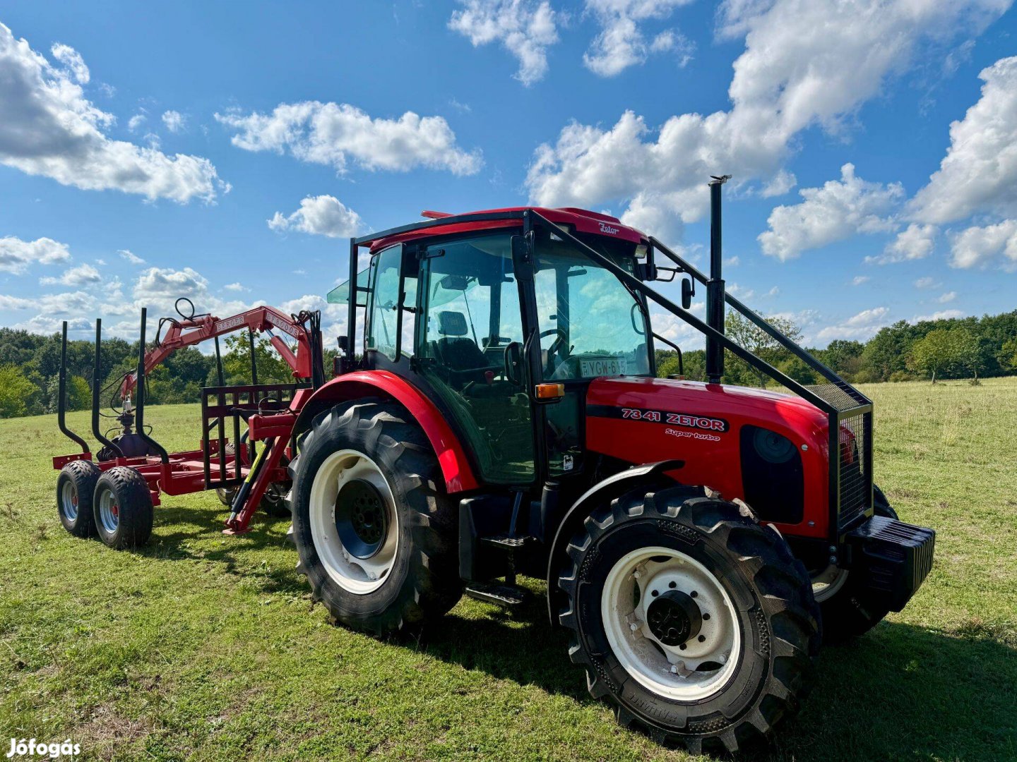 Zetor 7341Super Turbo plusz Berger darus közelítő kocsi