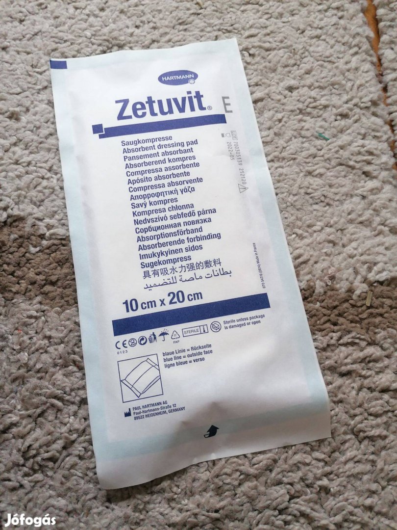 Zetuvit plusz steril sebfedő párna 10cm*20cm es méretben