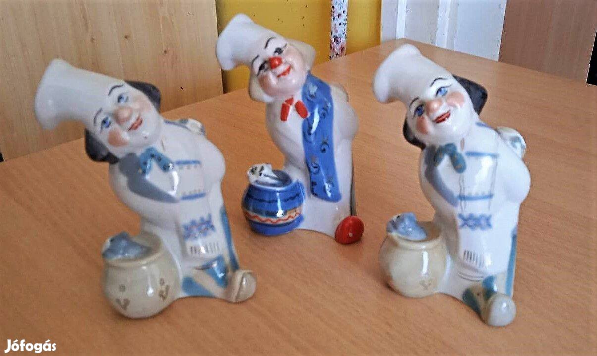 Zhk Polonne ukrán porcelán szakács figurák, össz. 3 db