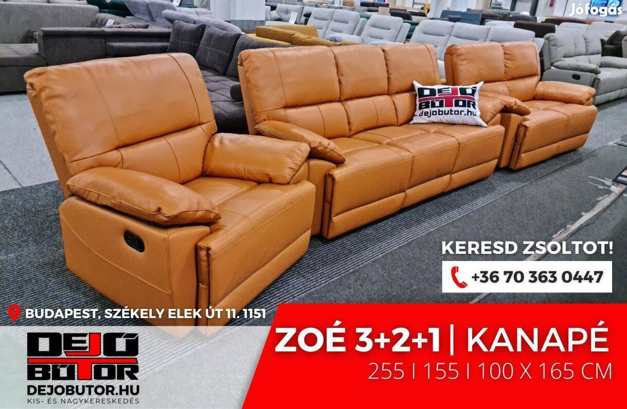 Zoé 3+2+1 valódi bőr kanapé ülőgarnitúra orange 5 db TV Relax üléssel