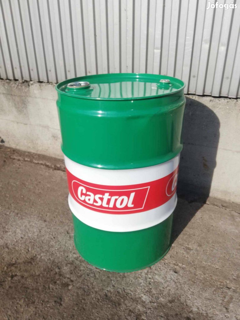 Zöld Castrol olajos hordó (üres, dekorációs célra)