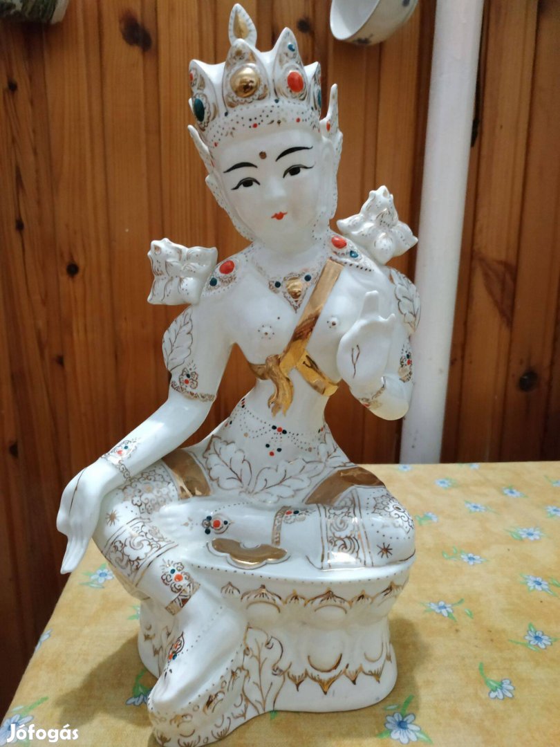 Zöld Tara istennő porcelán mongol mongóliai