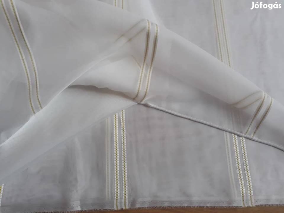 Zöld csíkos új voile függöny 5m x180 cm