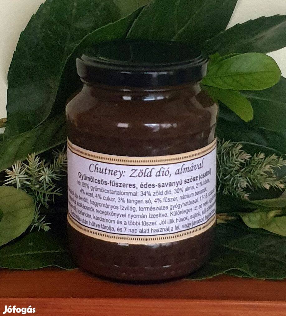 Zöld dió chutney, tortillaszósz, kb. 3,5 dl. Édes-savanyú mártás