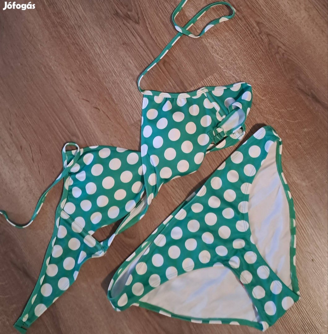 Zöld fehér pöttyös bikini 