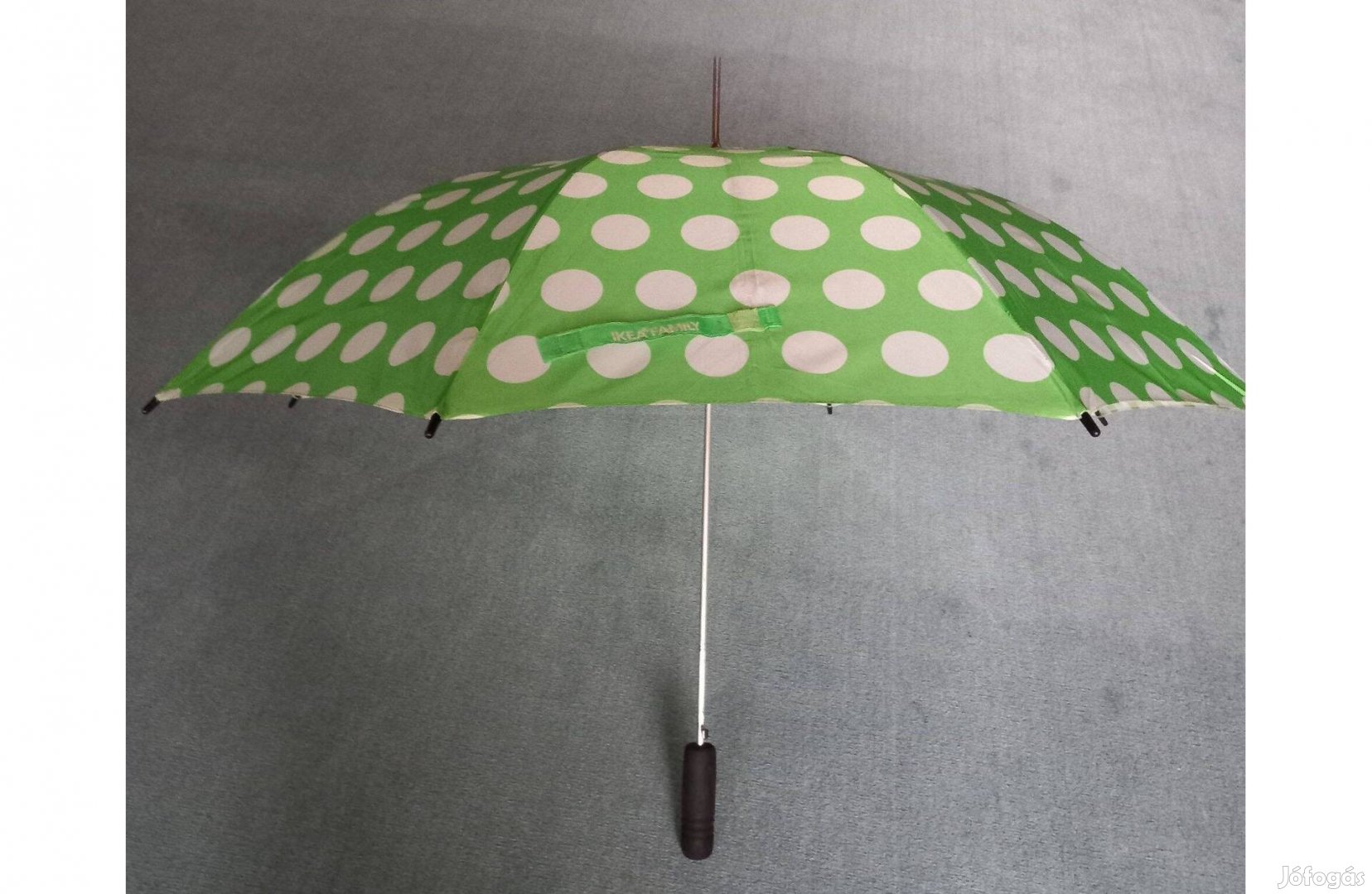 Zöld-fehér pöttyös bot esernyő 105 cm átmérő, 80 cm hosszú - Új