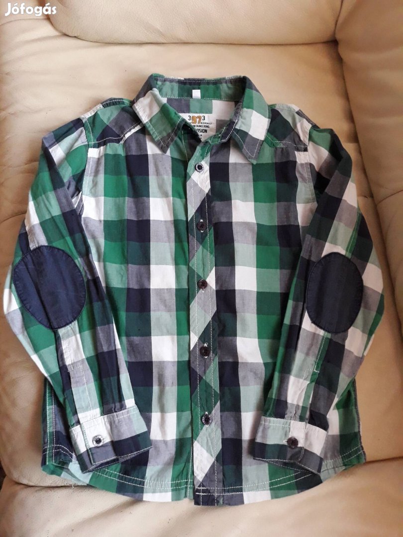 Zöld kockás fiú ing 122-128