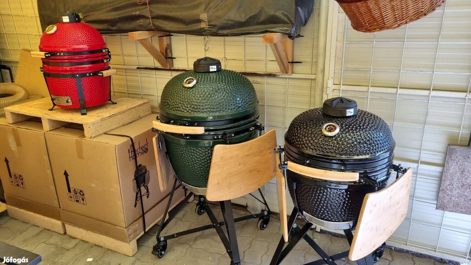 Zöld nagy méretű Kamado 23" minőségi kerámia grill BBQ, faszén