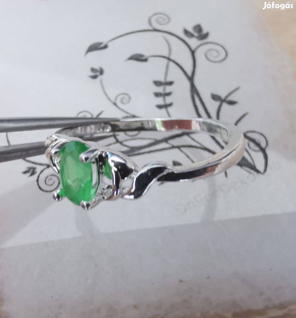 Zöld színű köves női bizsu ékszer gyűrű 16 méret